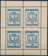 1948 Szikszó Városi Vigalmi Adó Bélyegek 100f Kék Négyes Kisív (20.000) - Non Classificati