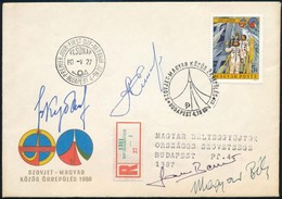 1980 Interkozmosz FDC Rajta Farkas Bertalan, Magyari Béla, Valerij Kubaszov  űrhajósok Aláírásával - Altri & Non Classificati