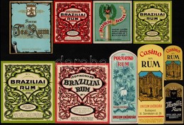 Cca 1930-1950 10 Db Magyar Rum Címke, Köztük Portoriko, Legfinomabb Brazíliai Rum, Manilla Rum, 8x4 és 14x12 Cm Közti Mé - Pubblicitari