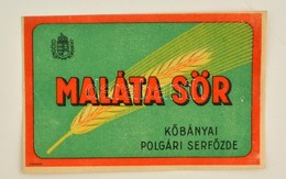 Cca 1930 Kőbányai Polgári Serfőzde Maláta Sör Sörcímke, Athenaeum, Litho, 7,5x12 Cm - Pubblicitari