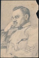 1918 A Pjescsankai Hadifogoly Táborban, Magyar Hadifogoly Tisztről Készült Jelzett Ceruzarajz. 9x14 Cm - Altri & Non Classificati