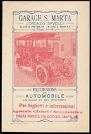 Cca 1910-1920 Garage S. Marta Roma, Automobil Kirándulásokat Szervező Olasz Cég Prospektusa, Roma, Pistolesi-ny., Olasz, - Non Classificati