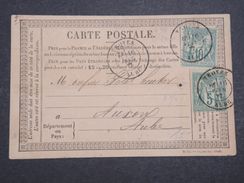 FRANCE - Carte Précurseur De Troyes Pour Auxon En 1877 , Affranchissement Sages -  L 10085 - Cartoline Precursori