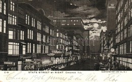 T2/T3 Chicago, State Street By Night, Shops, Automobiles (EB) - Non Classificati