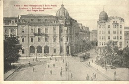 T2 Lviv, Lwów, Lemberg; Kasa Oszczednosci I Bank Praski / Galizische Sparkasse Und Prager Bank / Savings Bank, Tram - Non Classificati