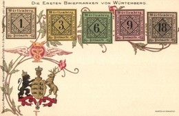 ** T2 Die Ersten Briefmarken Von Würtemberg / The First Set Of Stamps Of Würtemberg, Coat Of Arms. Menke-Huber, Floral G - Non Classificati