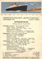 ** T3 Gross-Motorschiff Monte Pascoal, Speisenfolge. Hamburg-Südamerikanische Dampfschiffahrts-Gesellschaft / Steamship  - Non Classificati