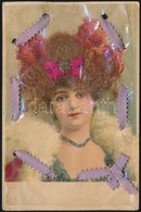 * T2/T3 Art Nouveau Lady With Real Life Hair And Ribbon Bow. Litho (r) - Non Classificati