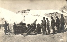 * T2 Ágyú Felállítása A Hegyekben / WWI K.u.K. Military Cannon And Soldiers In The Mountains. Photo - Non Classificati