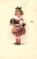 T2/T3 Girl With Dog. Cellaro Litho (EK) - Non Classificati