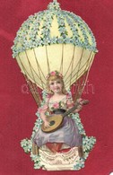 ** T4 Girl Playing On The Lute In Air Balloon. Emb. Litho (EM) - Non Classificati