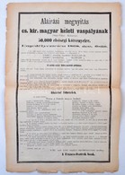 Pest 1869. 'Aláírási Megnyitás A Cs. Kir. Magyar Keleti Vaspályának (Nagy-Várad - Kolozsvár) 50.000 Elsőségi Kötvényeire - Non Classificati