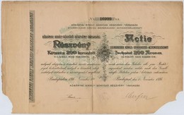 Budapest 1895. 'Kőbányai Király-Sörfőző Részvénytársaság' Részvénye 200K-ról, Szárazpecséttel T:IV - Non Classificati