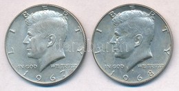 Amerikai Egyesült Államok 1967-1968D. 1/2$ Ag 'Kennedy' (2x) T:1-
USA 1967-1968D. 1/2 Dollar Ag 'Kennedy' (2x) C:AU - Non Classificati