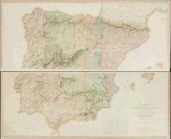 1 A NEW MAP SPAIN AND PORTUGAL EXHIBITING THE CHAINS OF MOUNTAINS WITH THEIR PASES THE PRINCIPAL AND CROSS ROADS, WITH O - Other & Unclassified