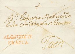 1 SOBRE (1830ca). ALCAUDETE A JAEN. Marca ALCAUDETE / FRANCA (P.E.3) Edición 2004. MAGNIFICA Y EXTRAORDINARIAMNETE RARA, - Other & Unclassified