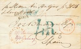 1 SOBRE 1857. CALAIS (MAINE, U.S.A.) A CADIZ, Depositada En El Correo De Nueva Brunswick (CANADA). Marca ST. STEPHEN / S - Otros & Sin Clasificación