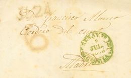1 SOBRE 1845. BENAVENTE A MADRID. Baeza BENAVTE. / CASTILLA LA V., En Verde. MAGNIFICA. - ...-1850 Prefilatelia