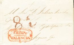 1 SOBRE 1828. CHIVA A VALENCIA. Marca CHIVA / VALENCIA (P.E.2) Edición 2004. MAGNIFICA ESTAMPACION Y RARISIMA. - ...-1850 Voorfilatelie