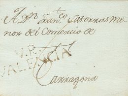 1 SOBRE 1797. ALMAZORA A VALENCIA. Marca V.R. / VALENCIA, En Tinta De Escribir De Villarreal (P.E.2) Edición 2004. MAGNI - ...-1850 Prephilately