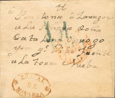 1 SOBRE 1849. EL RONCAL A ZARAGOZA. Marca RONCAL / DE / NAVARRA, En Rojo (P.E.1) Edición 2004. - ...-1850 Prephilately