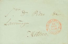 1 SOBRE 1846. SAN SEBASTIAN A MOTRICO. Baeza S.SEBASTIAN / VIZCAYA, En Rojo. MAGNIFICA ESTAMPACION. - ...-1850 Prephilately