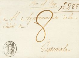 1 SOBRE (1790ca). Frontal De MADRID A GUATEMALA. Marca De CORREO REAL (P.E.45) Edición 2004. MAGNIFICO Y RARISIMO. - ...-1850 Vorphilatelie