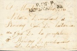 1 SOBRE 1823. MADRID A BURDEOS (FRANCIA). Marca P.(M)P. / ARM. D'ESPAGNE, En Negro Aplicada Durante El Periodo De Los "C - ...-1850 Prephilately