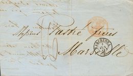 1 SOBRE 1859. Conjunto De Dos Cartas De BARCELONA A FRANCIA, Ambas Con Fechador En El Frente BARCELONA / (2), En Negro Y - Other & Unclassified