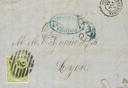 1 SOBRE 65(2) 1864. Conjunto De Dos Cartas Franquedas Con El 12 Cuartos Verde De BARCELONA A FRANCIA, Una De Ellas Con L - Other & Unclassified