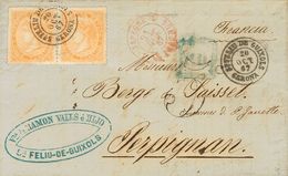 1 SOBRE 82, 89A(2) (1867ca). Conjunto De Dos Cartas Franquedas Con El 12 Cuartos Naranja Y El 12 Cuartos Naranja Pareja  - Other & Unclassified