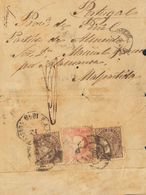 1 SOBRE 98(2) 1868. 50 Mils Violeta Castaño, Dos Sellos Y 25 Cts Rosa De Portugal (aplicado En Origen Para Asegurarse De - Other & Unclassified