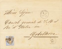 1 SOBRE 107 1872. 50 Mils Ultramar. Dirigida A GIBRALTAR (desde Una Población Gaditana). En El Frente Fechador GIBRALTAR - Andere & Zonder Classificatie