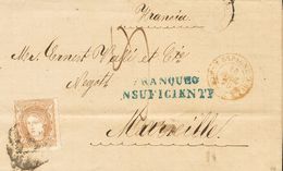 1 SOBRE 113(2) (1870ca). Conjunto De Dos Cartas Franqueadas Con El 12 Cuartos Castaño De BARCELONA A FRANCIA, Una De Ell - Other & Unclassified