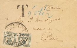 1 SOBRE 173(2) 1897. ¼ Cts Verde, Dos Sellos. BARCELONA A PARIS (FRANCIA). Tasada A La Llegada Con 4'5 Cts, Por Falta De - Other & Unclassified