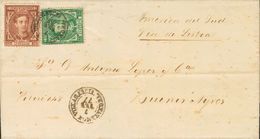 1 SOBRE 177, 179 1877. 25 Cts Castaño Y 50 Cts Verde. VILLAGARCIA DE AROSA A BUENOS AIRES (ARGENTINA). Tarifa De 75 Cts  - Other & Unclassified
