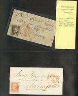 1 SOBRE (1851ca). Espectacular E Interesantísimo Conjunto De Dieciseis Cartas Y Un Frontal Circuladas Entre 1851 Y 1876, - Autres & Non Classés