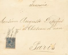 1 SOBRE 221(2) (1889ca). Conjunto De Una Carta Y Un Frontal Franquedos Con El 25 Cts Azul De BARCELONA A FRANCIA, Una (e - Autres & Non Classés