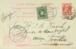 1 SOBRE 242 1905. 10 Cts Rojo Sobre Tarjeta Entero Postal De BRUSELAS (BELGICA) A SEVILLA Y Reexpedida Con 5 Cts Verde A - Sonstige & Ohne Zuordnung