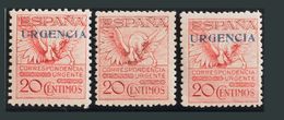 1 ** 454, 489, 591A Conjunto De Los Tres Sellos De Las Diferentes Emisiones De Correo Urgente Del 20 Cts Rosa (formato P - Other & Unclassified