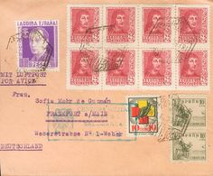 1 SOBRE 843(8), 817(2) 1937. 25 Cts Carmín Lila, Ocho Sellos, 10 Cts Verde, Pareja, 10 Cts De Frentes Y Hospitales Y Viñ - Other & Unclassified