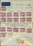 1 SOBRE 858(17), 818 1939. 40 Cts Violeta, Diecisiete Sellos (seis Al Dorso) Y 10 Cts Rojo (al Dorso Con Defecto De Orig - Other & Unclassified