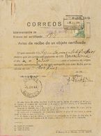 1 SOBRE 918 1944. 15 Cts Verde. Aviso De Recibo De Certificado De BARCELONA A DOSRIUS (BARCELONA). MAGNIFICO. - Other & Unclassified