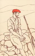 1 (*) Tarjeta Postal Ilustrada Carlista. SOLDADO REZANDO, De Urteaga. MAGNIFICA Y RARA. - Nationalistische Uitgaves