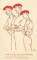 1 */(*) Tarjeta Postal Ilustrada Carlista. TRES GENERACIONES (Jose María De Errandorena, 60, 40 Y 17 Años, Tercio De Mon - Nationalistische Uitgaves