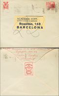 1 SOBRE 1937. 10 Cts Rojo S.R.I. Y 25 Cts Carmín PRO CULTURA 30 BRIGADA-BIS (ésta última Al Dorso). MADRID A BARCELONA.  - Spanish Civil War Labels