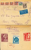 1 SOBRE 1938. 5 Cts Violeta, 10 Cts Rojo Y 25 Cts Azul. S.R.I. (al Dorso). Certificado De CARRION DE CALATRAVA A ALGER ( - Spanish Civil War Labels