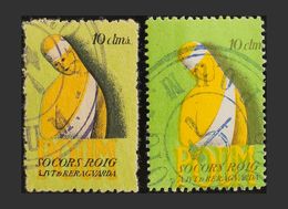 1 º 10 Cts Multicolor, Dos Sellos Con Diferentes Tonalidades. MAGNIFICAS. (Guillamón 1610) - Spanish Civil War Labels