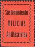 1 * Sin Valor Negro Sobre Rojo. SOSTENIMIENTO MILICIAS ANTIFASCISTAS. MAGNIFICA Y MUY RARA, NO CATALOGADA EN GUILLAMON. - Spanish Civil War Labels
