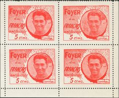 1 **/* Serie Completa, Excepto 15 Cts Negro, 20 Cts Rojo, 30 Cts Rojo Y 40 Cts Castaño, En Mini Hojas De Cuatro. FOYER D - Spanish Civil War Labels